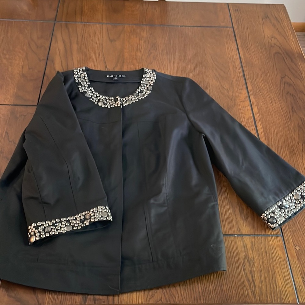Lafayette 148 New York Jacket in Size 14 with metallic stone and bead details